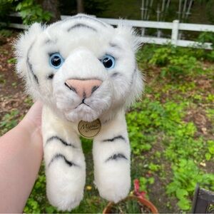 Miyoni Aurora white tiger plush 16+" laying bengal cat stuffed animal plush
